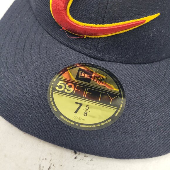 New Era Cleveland Cavaliers Cavs Fitted Hat Dark Navy Blue 7 5/8 lebron - Picture 4 of 8